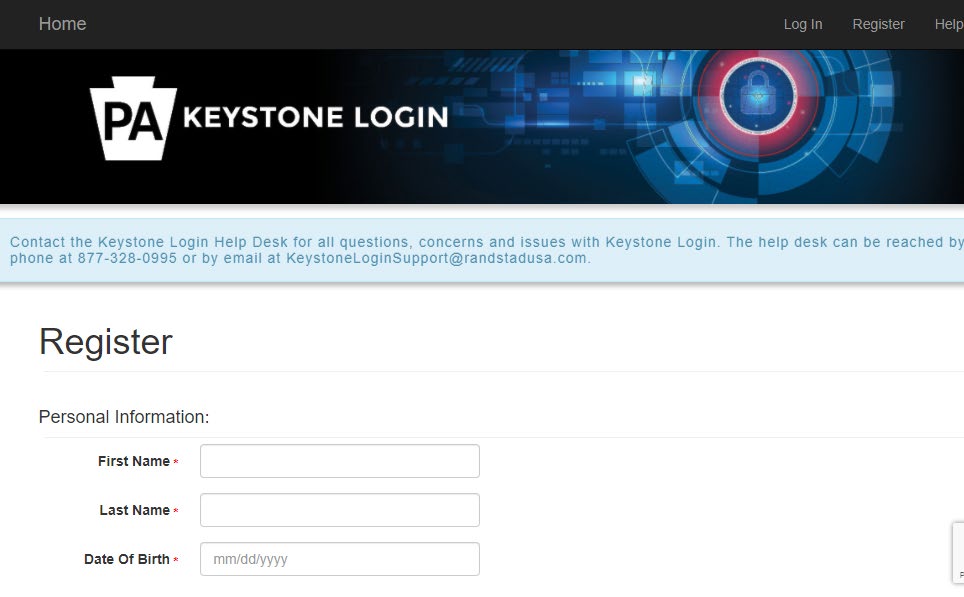 Keystone Login page
