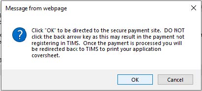 Screenshot Payment Message from webpage to Secure site